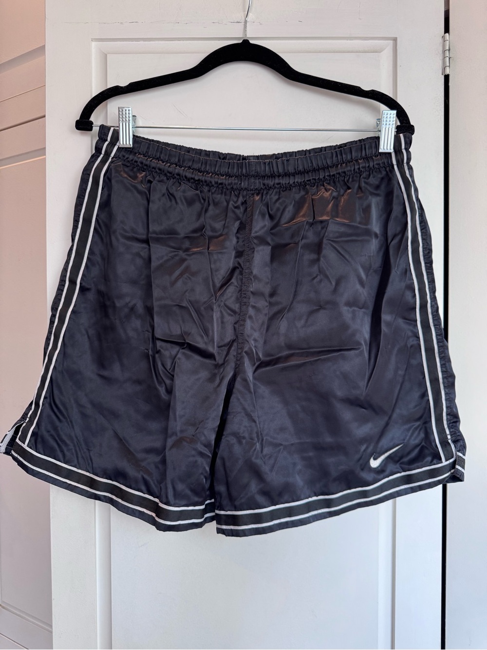 Nike Women's Black Athletic Shorts with White Piping